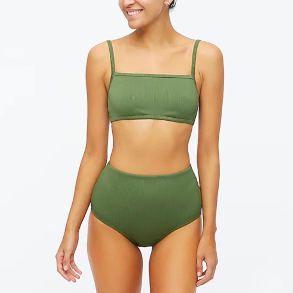J. Crew ribbed square neck bikini top and high waisted bikini bottom